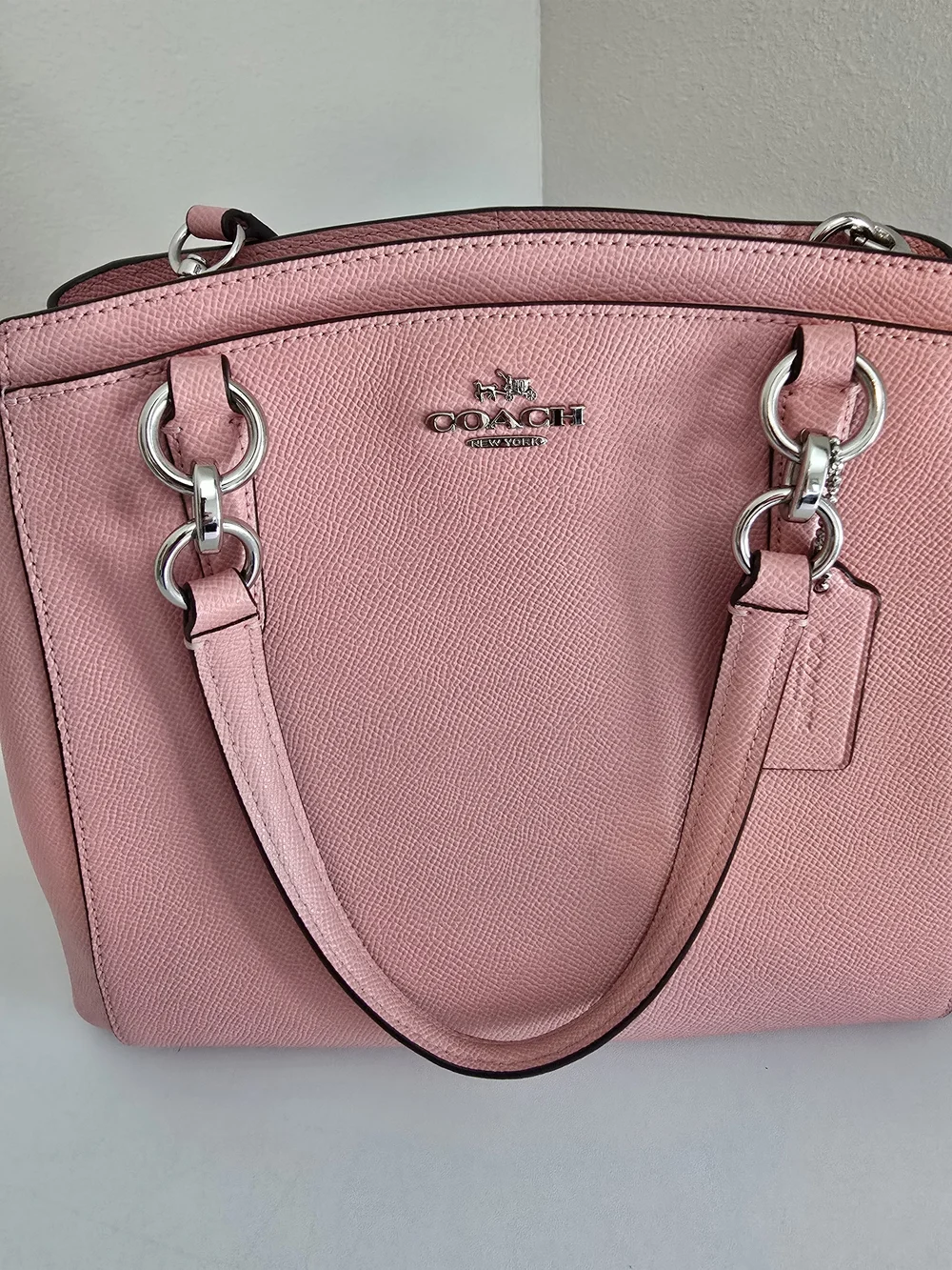 Coach Pink Leather Satchel with Detachable Strap